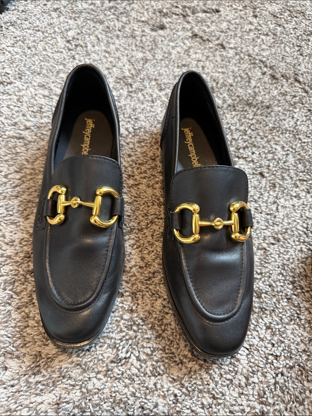 Jeffrey Campbell Black Leather Horsebit Loafers